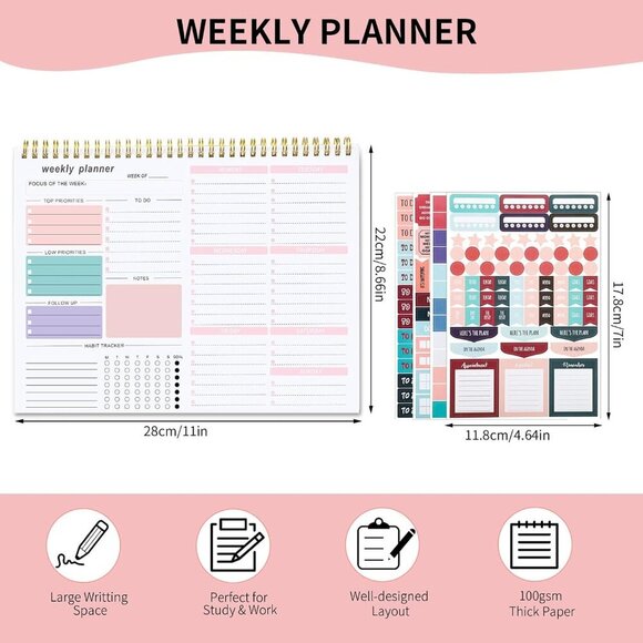 Weekly To Do List Notepad, 8.5''x11'' Weekly Desk Planner with 52 Tear Off Sheet - Picture 3 of 6